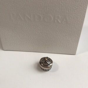 Pandora Retired Cupcake Charm 925 Sterling Silver with 14k Gold Accent 790417